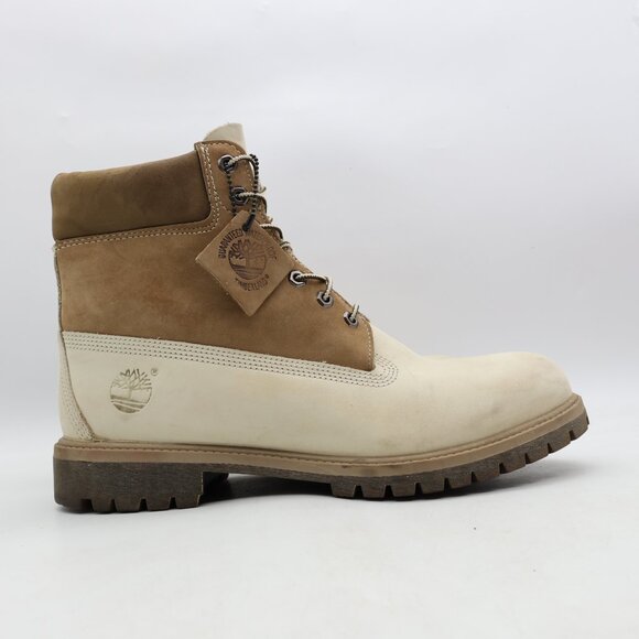 Timberland Premium 6-Inch Mens Size 12 M Ivory Nubuck Outdoor Waterproof Boots - Picture 1 of 11
